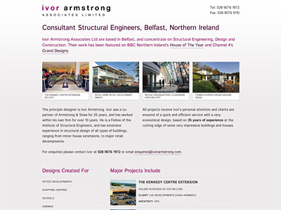 Ivor Armstrong Associates website on a Large Screen